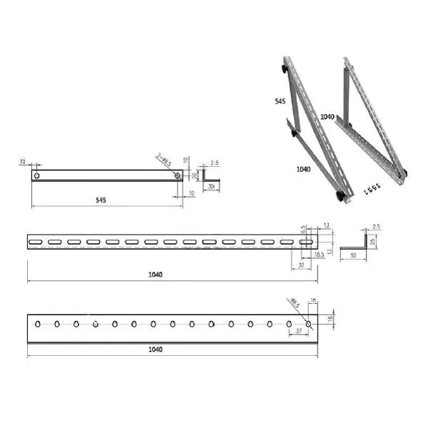 Konstrukce rovná střecha/fasáda univerzální nastavitelná 1040mm 